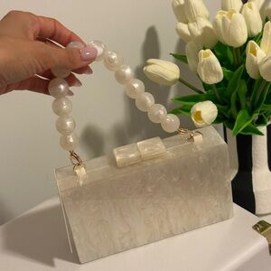 Elegant Pearl White Clutch
